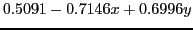 $\displaystyle 0.5091 -0.7146x + 0.6996y$