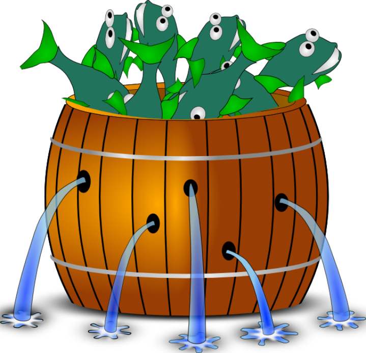 The Barrelfish logo, fish in a barrel.