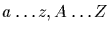 $a\ldots z, A\ldots Z$
