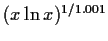 $( x \ln x)^{1/1.001}$
